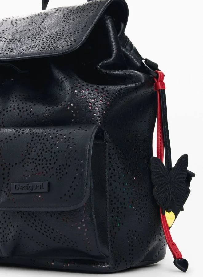 DESIGUAL Black Small Perforated Backpack for Women | Best Price UAE